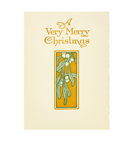 Saturn Press Green & Gold Christmas Letterpress Card