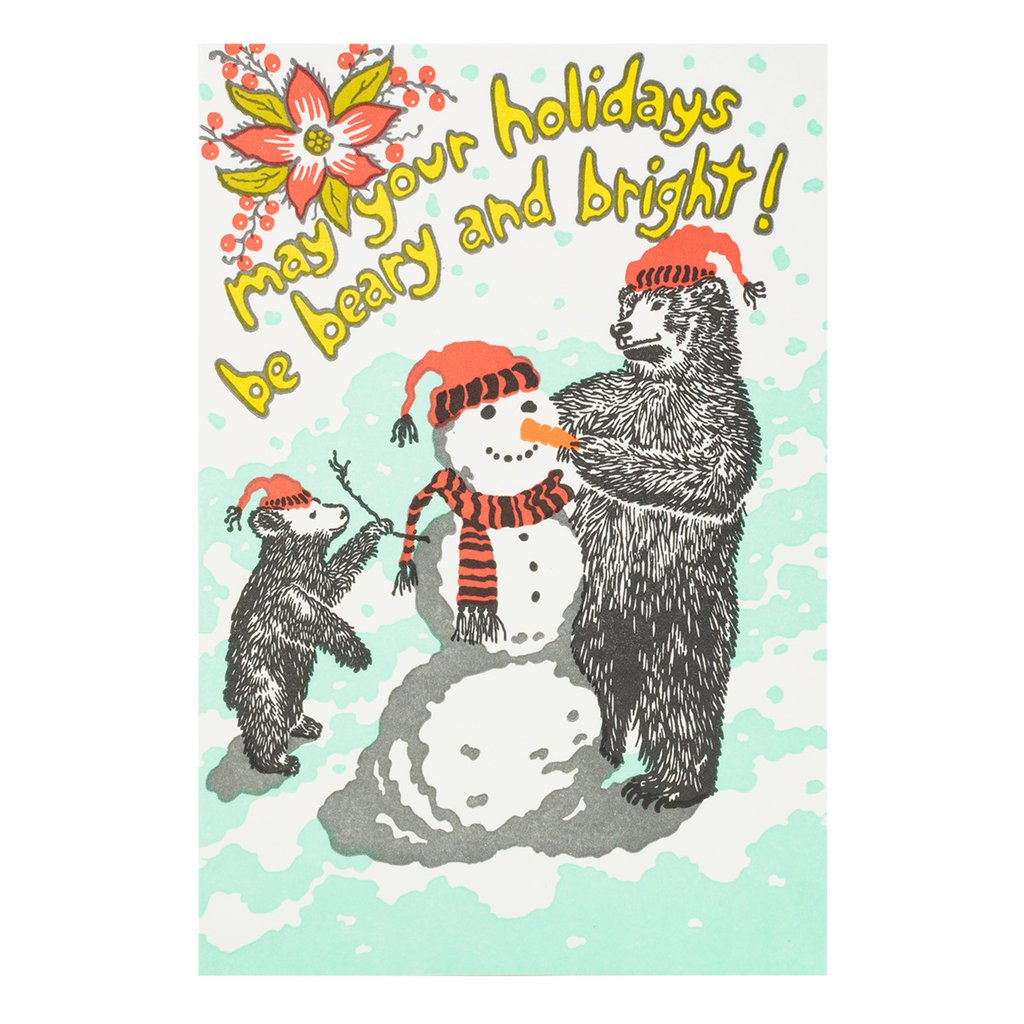 Old School Stationers Beary and Bright Holiday Letterpress Card