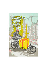 Old School Stationers Portland Sasquatch Bike Seasons Greeting Letterpress Card
