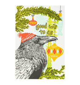 Old School Stationers Raven and Ornaments Goodwill to All Letterpress Card