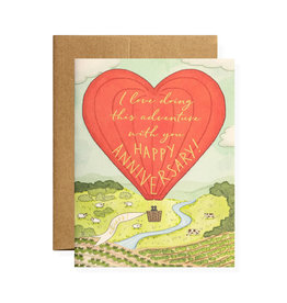 Karen Adams Designs Anniversary Balloon Letterpress Card