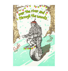 Old School Stationers Over The River Sasquatch Electric Unicycle Letterpress Card