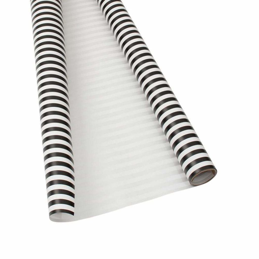 Caspari Black & Pearl Club Stripe Reversible Wrap Roll