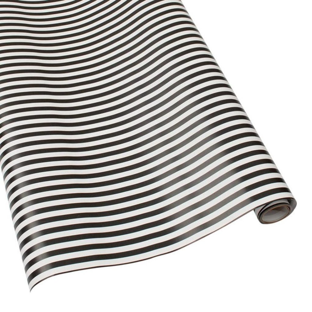 Caspari Black & Pearl Club Stripe Reversible Wrap Roll