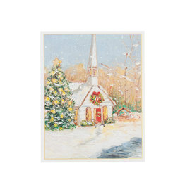 Caspari Church in Snow Boxed Holiday Cards