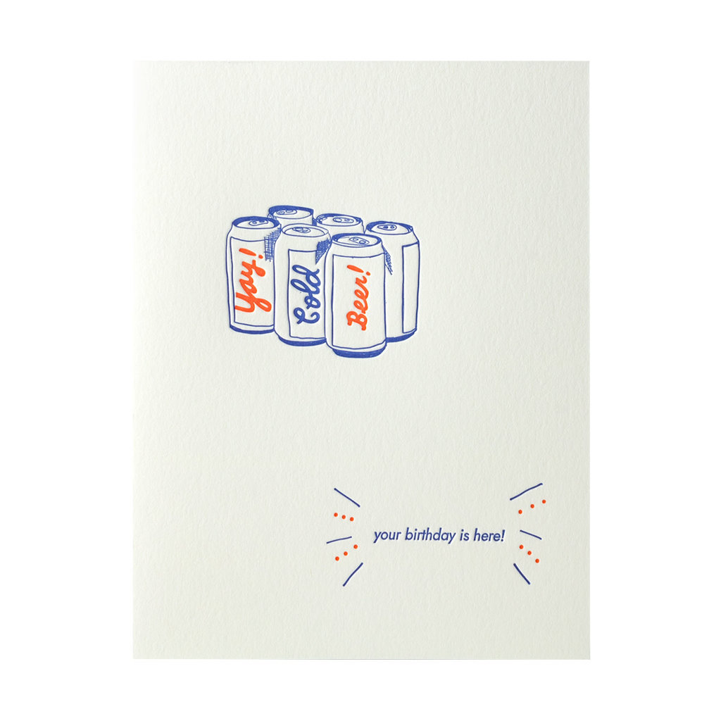 Lark Press Yay! Cold Beer! Birthday Letterpress Card