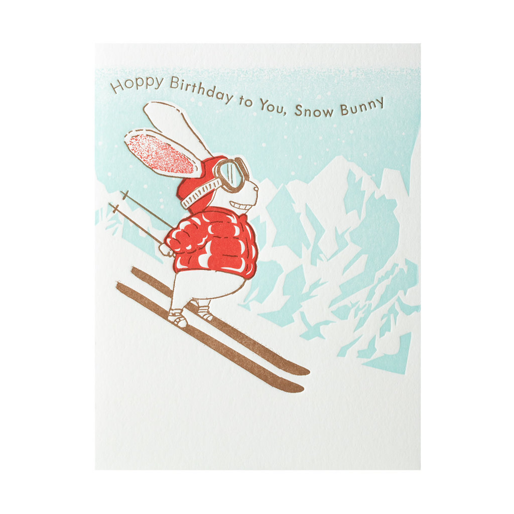 Ilee Papergoods Snow Bunny Birthday Letterpress Card