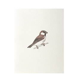 Green Bird Press House Sparrow Letterpress Card