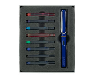 Lamy Safari Fountain Pen, Blue Ink, Black Barrel