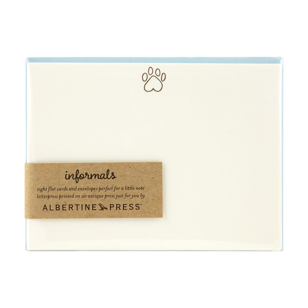 Albertine Press Pawprint Letterpress Notecard Set