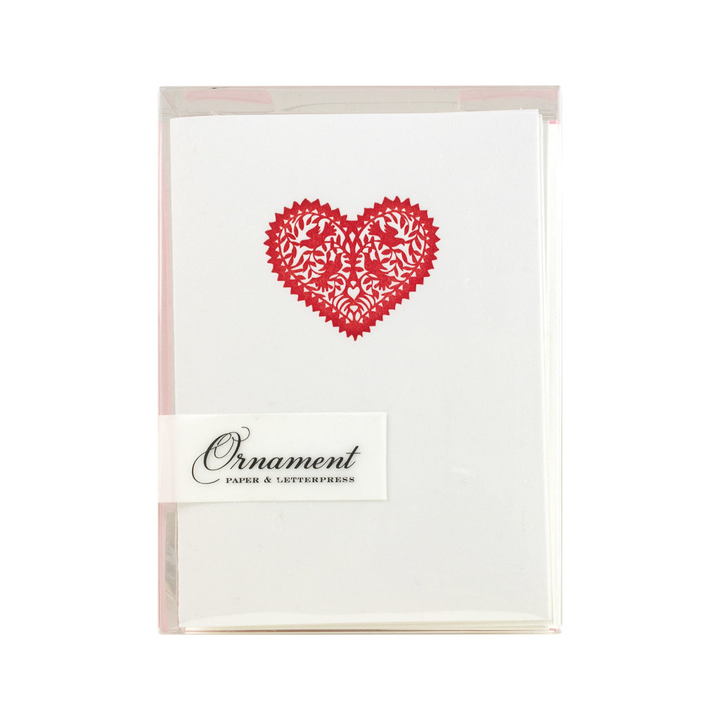 Ornament Letterpress Heart Lace Folded Letterpress Notecards