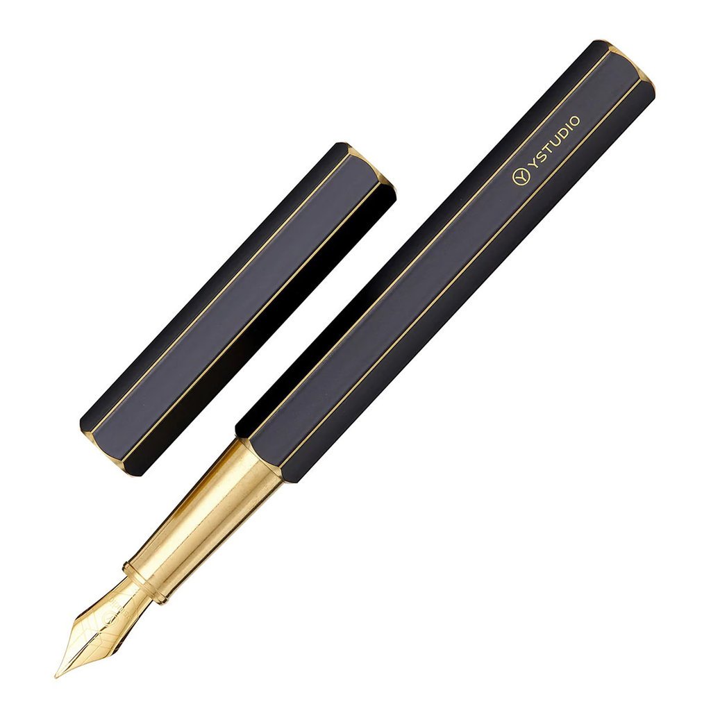 Ystudio ystudio Classic Brass Black Fountain Pen Fine