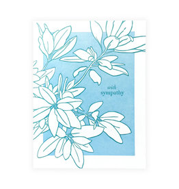 Navy Midnight Press Foliage Sympathy Letterpress Card