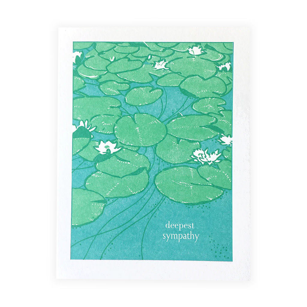 Navy Midnight Press Lily Pond Sympathy Letterpress Card