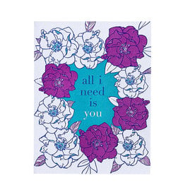 Navy Midnight Press Rose Frame All I Need Letterpress Card