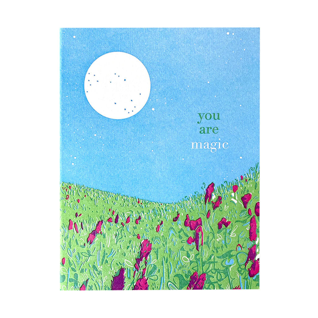 Navy Midnight Press Moonlit Meadow Magic Letterpress Card