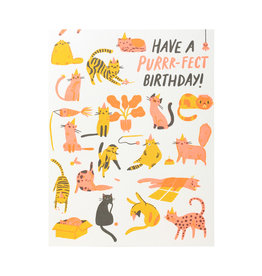 Hello! Lucky Purr-fect Birthday Letterpress Card