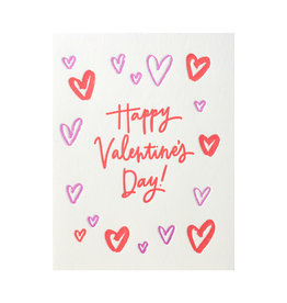 Ink Meets Paper Happy Valentine's Day Hearts Letterpress Card