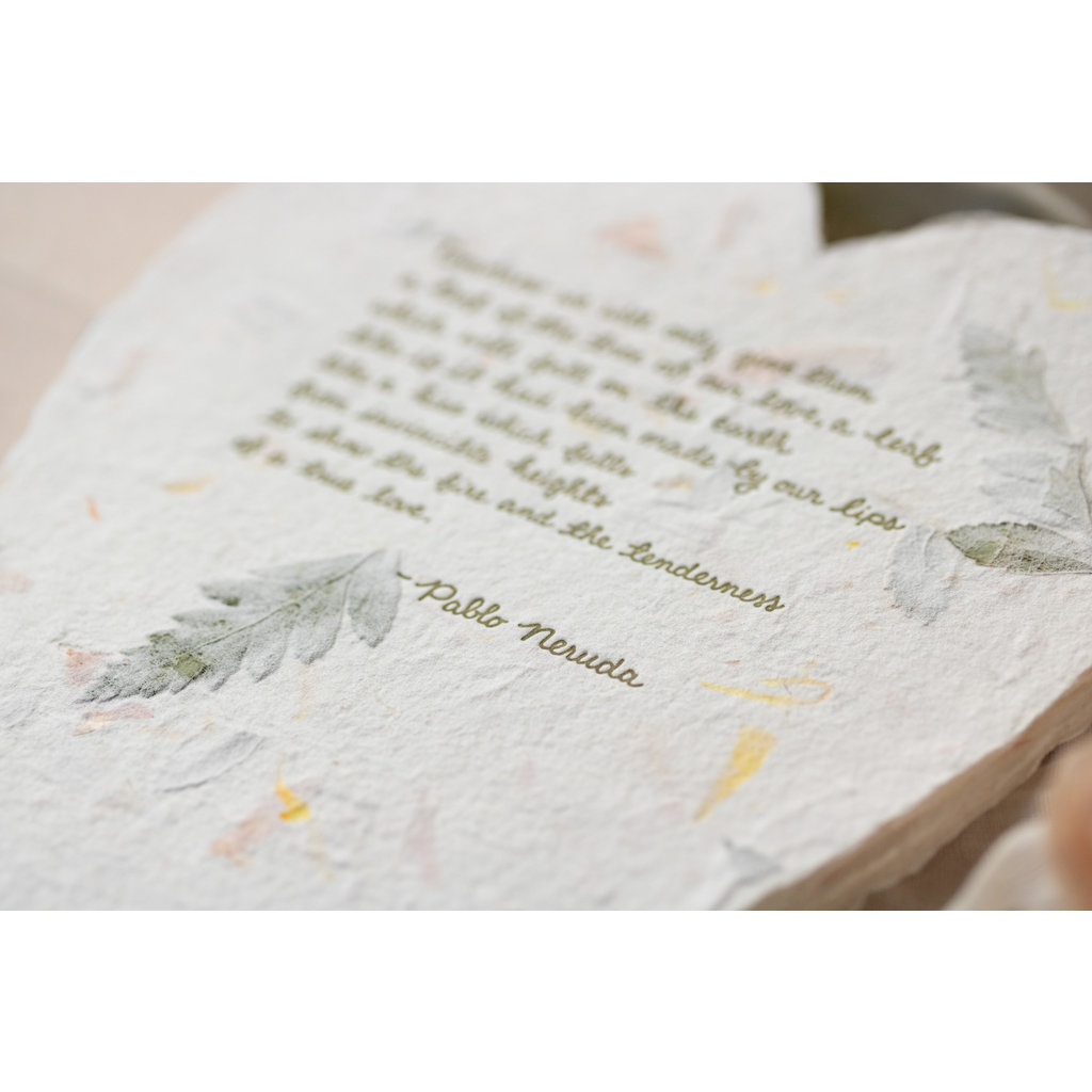 Oblation Papers & Press Pablo Neruda Floral Poem Letterpress Card