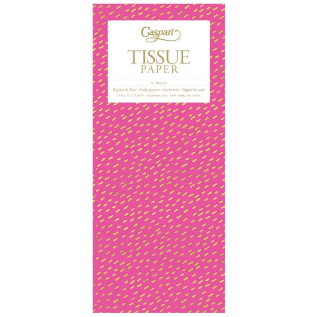 Caspari Fuchsia & Gold Little Dash Tissue Paper - 4 ct