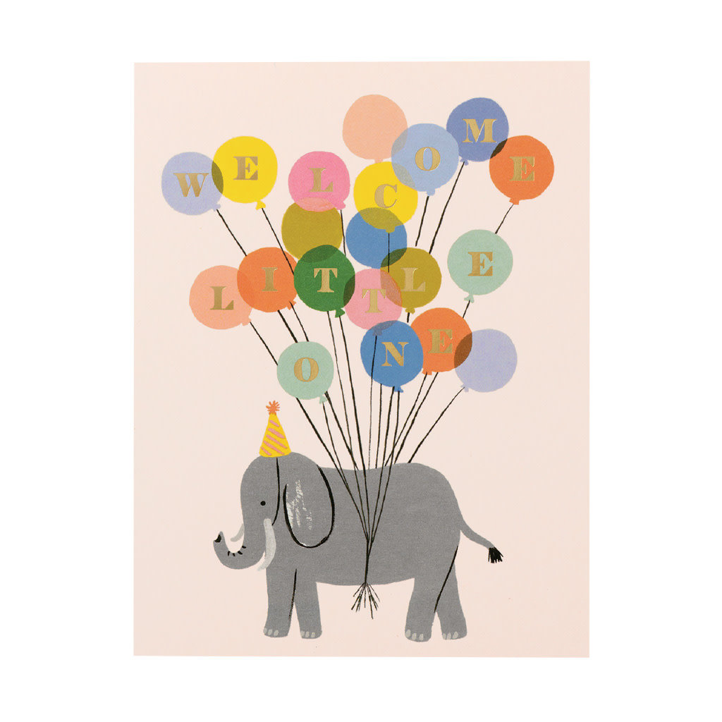 Rifle Paper Welcome Elephant Baby Card