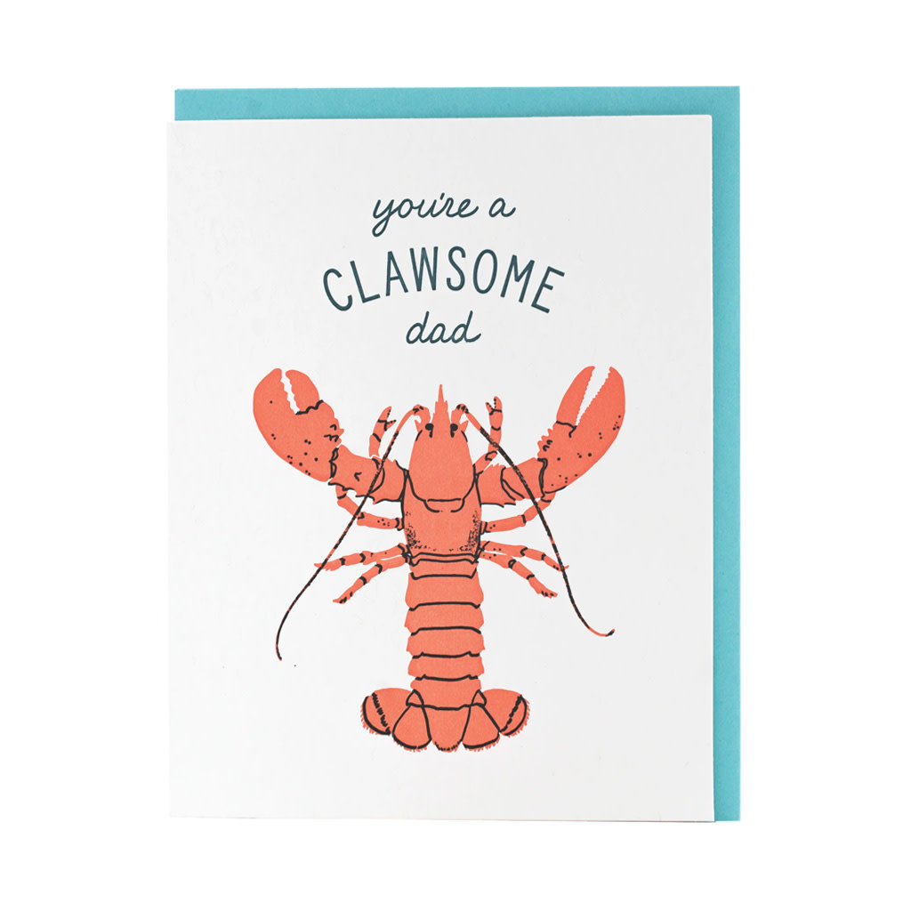Smudge Ink Clawsome Lobster Dad Letterpress Card