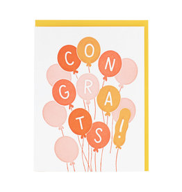 Smudge Ink Bunch of Balloons Congratulations Letterpress Card