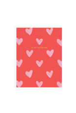 Valentine card - Hearts on Pink