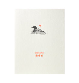 Lark Press Welcome Baby Loons Letterpress Card