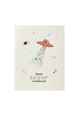 Lark Press Flying Saucer Happy Birthday Letterpress Card