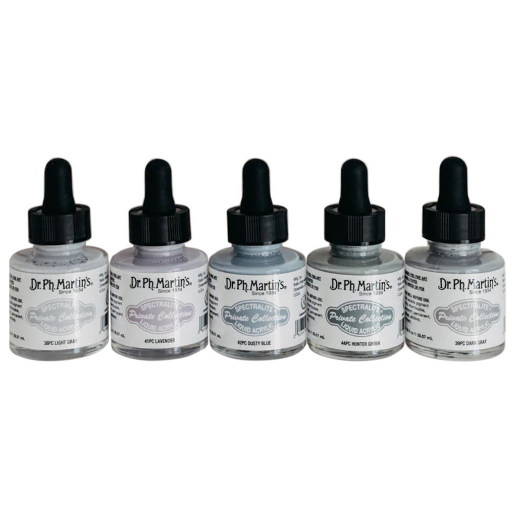 Written Word Calligraphy Ink Set of 5 Cool Tone