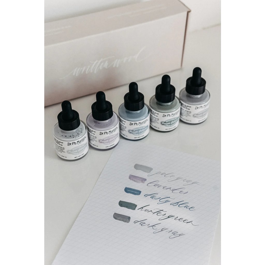 Written Word Calligraphy Ink Set of 5 Cool Tone