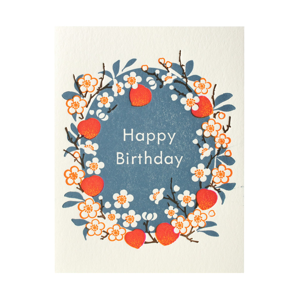 Ilee Papergoods Peach Blossom Birthday Letterpress Card