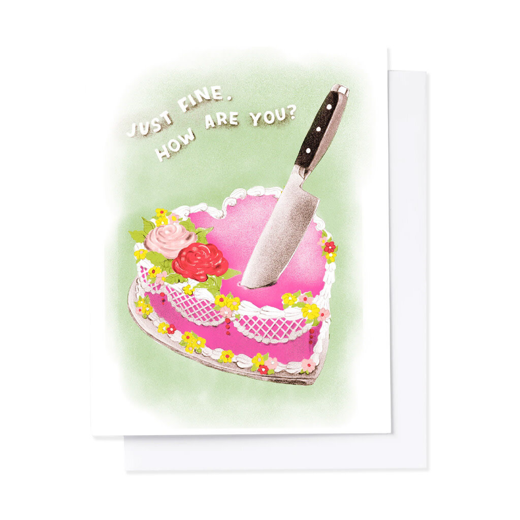 Yellow Owl Workshop Heart Cake Fine How Are You Risograph Card