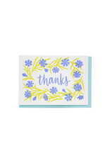 Smudge Ink Cornflower Thank You Letterpress Card