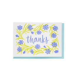 Smudge Ink Cornflower Thank You Letterpress Card