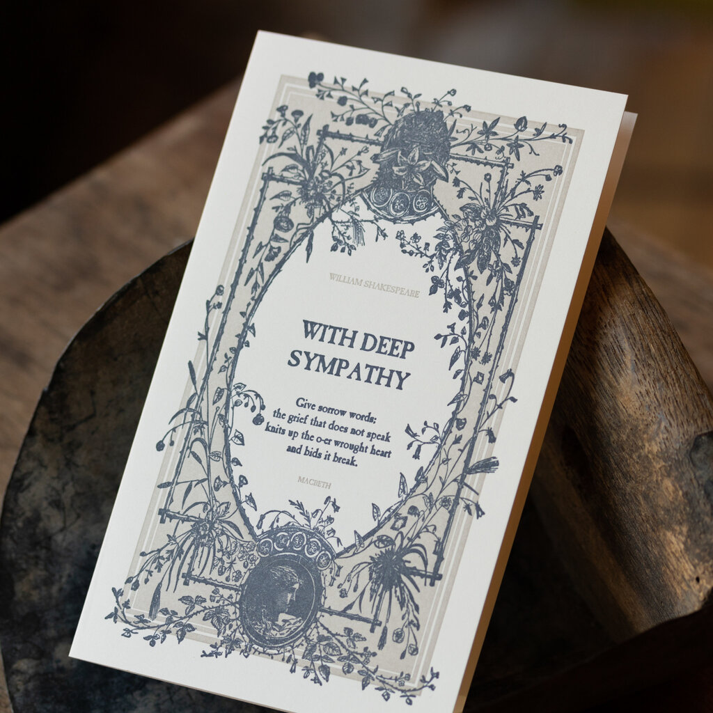 Oblation Papers & Press With Deep Sympathy English Literature Letterpress Card