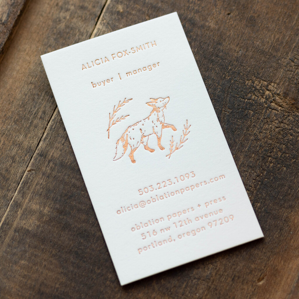 Oblation Custom Custom Letterpress Deposit $100