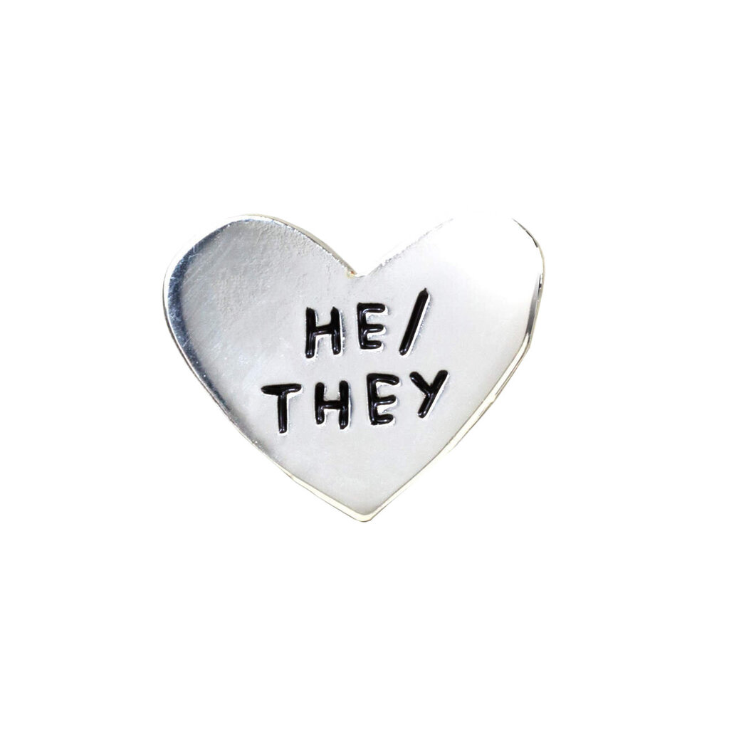 Little Truths Studio He/They Pronouns Heart Pin