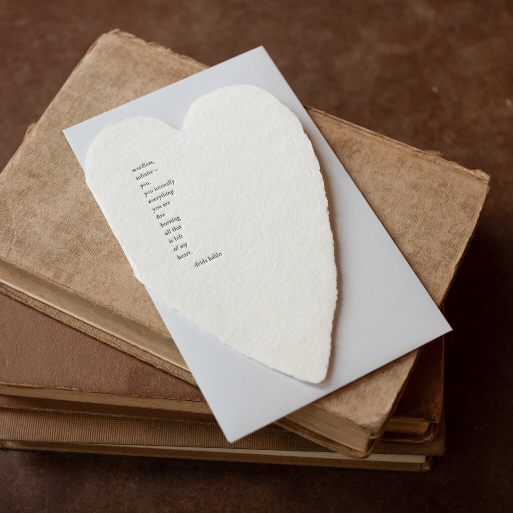 Oblation Papers & Press Frida Kahlo Quote Letterpress Deckled Heart Card