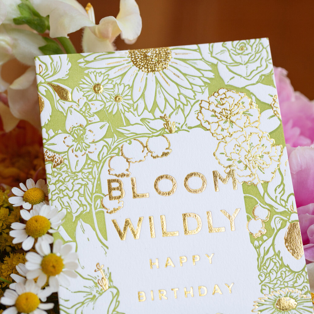 Oblation Papers & Press Birthday Flowers Notes in Bloom Letterpress Card