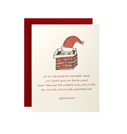 Hat + Wig + Glove Down the Chimney Christmas Letterpress Card