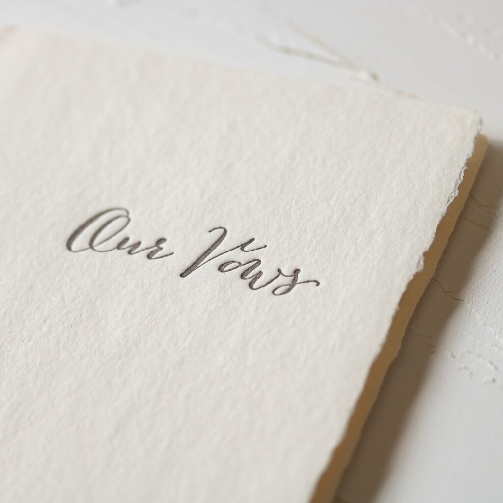 Oblation Papers & Press Our Vows Calligraphy Handmade Paper Letterpress Book