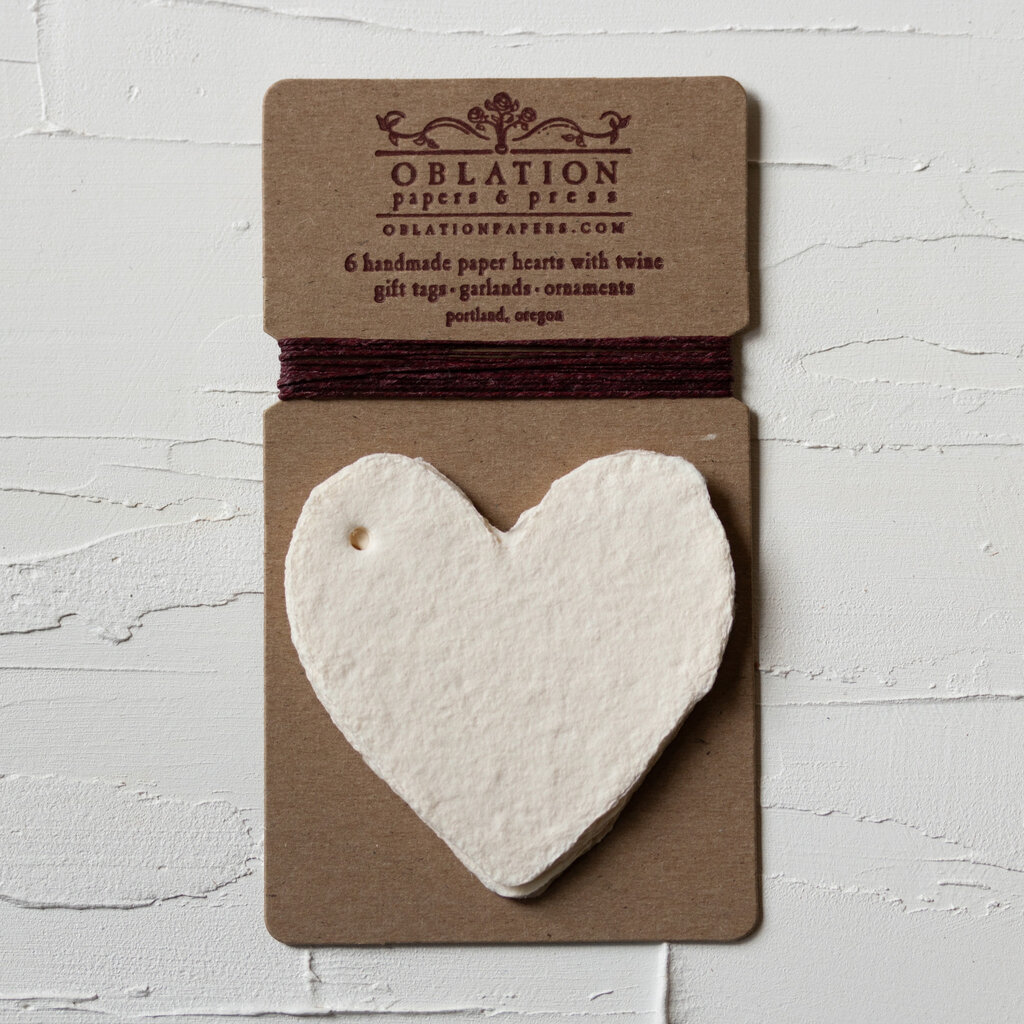 Oblation Papers & Press Cream Petite Handmade Paper Heart Tags