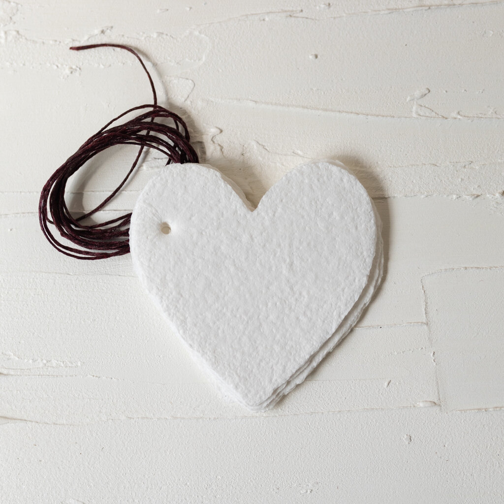 Petite White Handmade Paper Heart - oblation papers & press