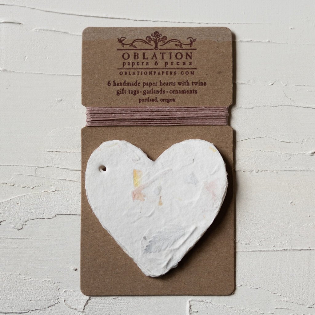 Oblation Papers & Press Floral Petite Handmade Paper Heart Tags