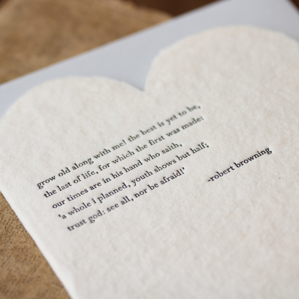 Oblation Papers & Press Browning Quote Letterpress Deckled Heart Card