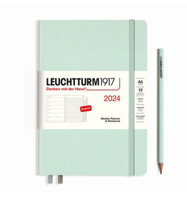 Leuchtturm 2024 A5 Weekly Hardcover Planner Notebook - Mint