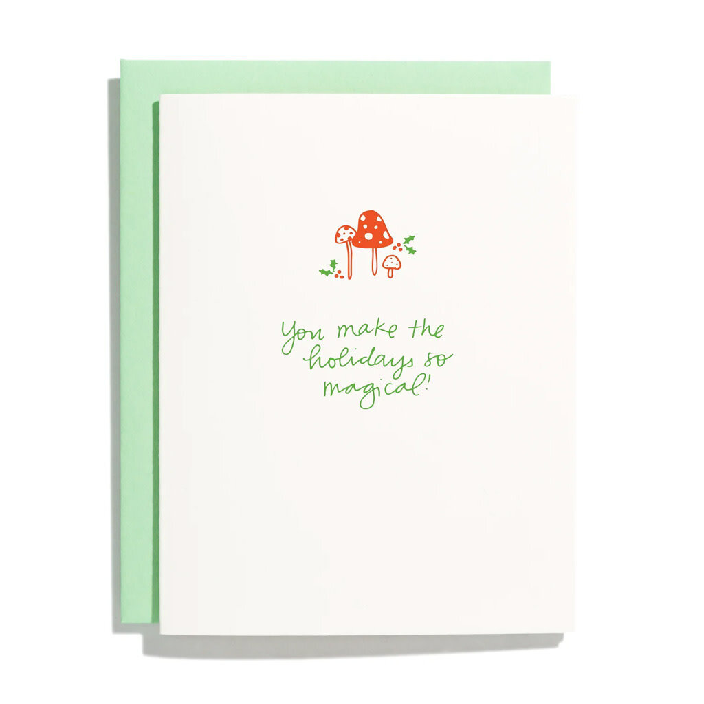 Shorthand Press Holiday Mushrooms Letterpress Card