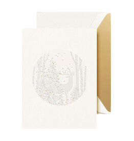 Crane Birch Forest Reindeer Embossed Card Set of 10